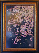 押し花額絵「夜桜」作：牧園和香子