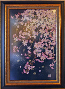 押し花額絵「夜桜」作:牧園和香子